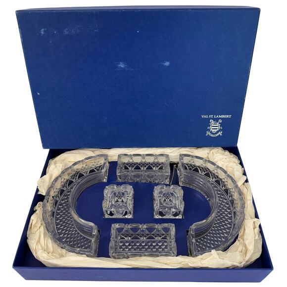 Val St. Lambert Belgium 6-Piece Crystal Centerpiece with Box - Picture 1 of 11